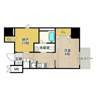 ディアコート宿屋町【1-B号室】の間取り