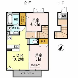 LA TERRE Ⅱ棟【2階】の間取り