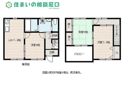 愛知県岡崎市北野町字畔北【テラスハウス】の間取り