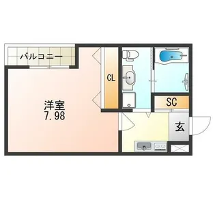 大阪府大阪市東住吉区住道矢田1丁目【アパート】の間取り