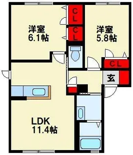 ヴェルドミールK A棟【1階】の間取り