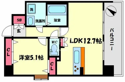 スプランディッド中之島WEST【10階】の間取り