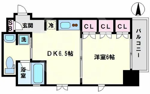 セイワパレス夕陽丘【6階】の間取り