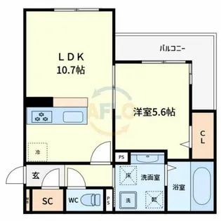 パサログランデ背戸口【301号室】の間取り
