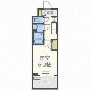 エステムコート四天王寺夕陽丘Ⅱ【2階】の間取り
