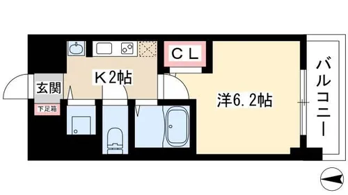 プレサンス名古屋STATIONビジュ【0607号室】の間取り
