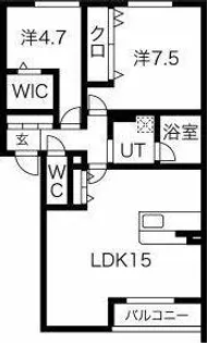 レリーサ知多Ⅱ【1D号室】の間取り