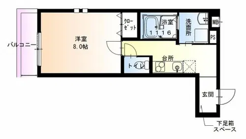 フジパレス上野芝Ⅲ番館【2階】の間取り