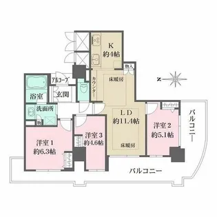 ローレルスクエア都島プライムタワー【31階】の間取り
