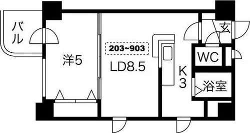 コトン大通中央【2階】の間取り
