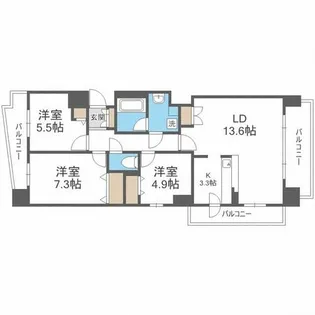 レジディア円山北五条【9階】の間取り