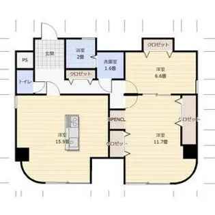 フローレスタナベ【2階】の間取り
