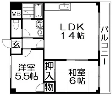 サンライズ早子【5階】の間取り