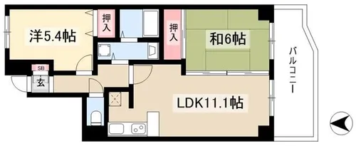 イトーピア六番町マンション【1302号室】の間取り
