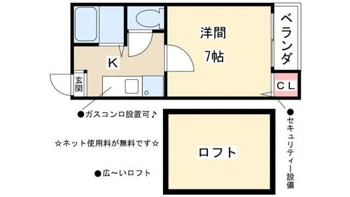 エンルート栄生【102号室】の間取り