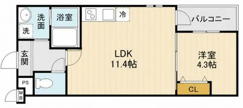 フジパレス土橋【101号室】の間取り