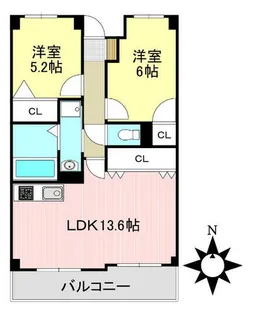 リバーサイドヴィレッジ Ⅱ【2階】の間取り