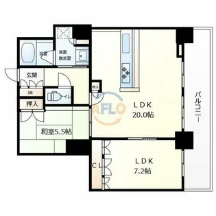 ローレルスクエア大阪ベイタワー【9階】の間取り