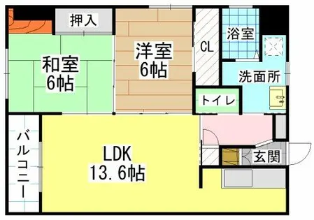 福岡県北九州市若松区中川町【マンション】の間取り