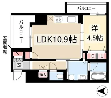 プレサンス ジェネ 新栄町駅前 葵【10階】の間取り