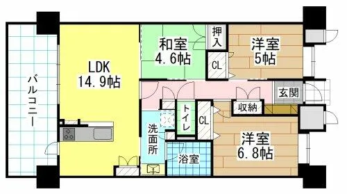 福岡県北九州市若松区山手町【マンション】の間取り
