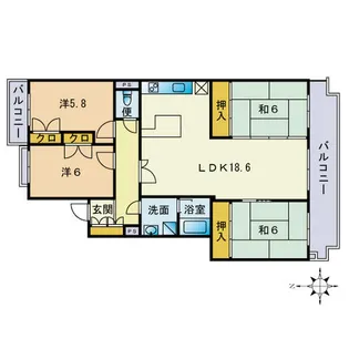 福岡県福岡市城南区鳥飼4丁目【マンション】の間取り