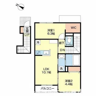 レ シュエット【202号室】の間取り
