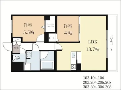 (仮称)中島様マンション【2階】の間取り