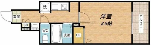 プレサンスNEO心斎橋【4階】の間取り