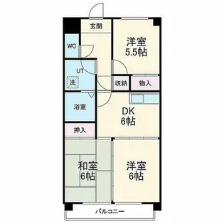 ローズコート大東【101号室】の間取り