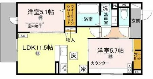 イルフォンターナ大田町【1階】の間取り