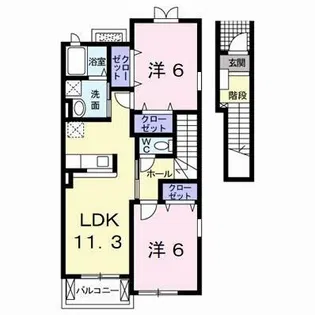ソレイユ元町Ⅱ B【2階】の間取り