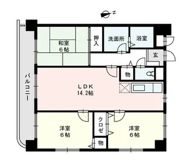 リバーウエスト姪浜【2階】の間取り