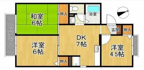バンビタウン【A103号室】の間取り
