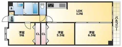 コーラルハイツ平野【9階】の間取り