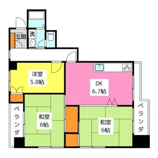 福岡県福岡市南区野間3丁目【マンション】の間取り