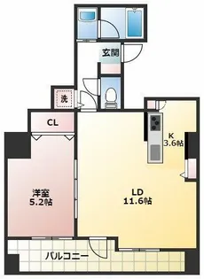 クロスレジデンス大阪新町【16階】の間取り