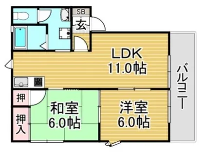 福岡県大野城市瓦田1丁目【アパート】の間取り