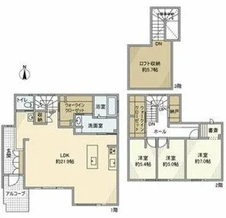 愛知県みよし市黒笹山手【一戸建】の間取り