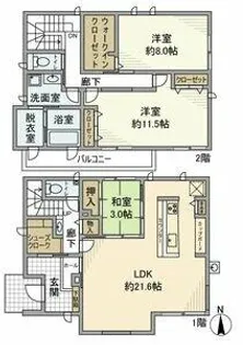 愛知県あま市甚目寺【一戸建】の間取り