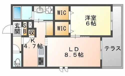 グランツ武庫之荘【103号室】の間取り