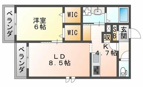 グランツ武庫之荘【201号室】の間取り