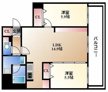 ルシェット白川公園【7階】の間取り