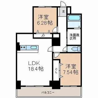 2LDKの間取り画像