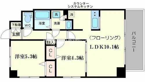 アコーツ千代崎【8階】の間取り