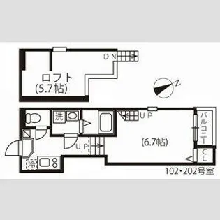 ハーモニーテラス川名町Ⅱ【2階】の間取り