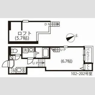 ハーモニーテラス川名町Ⅱ【2階】の間取り