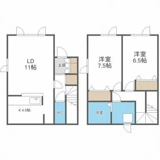 北海道札幌市北区新琴似七条9丁目【テラスハウス】の間取り