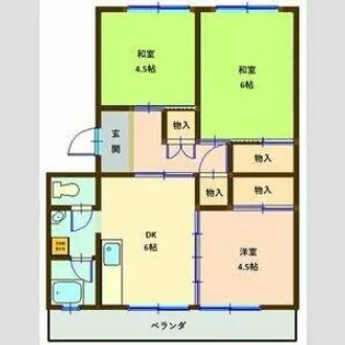 森岡ハイツなかむら【2階】の間取り