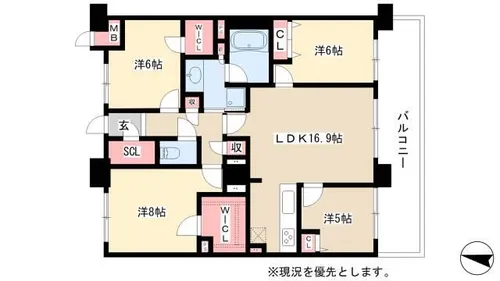 ロイヤルパークスERささしま【18階】の間取り